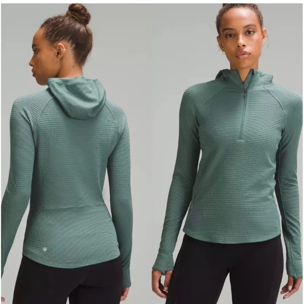 Lululemon‎ Venscape Hooded Balaclava Long Sleeve Quarter Zip Medium Forest 4